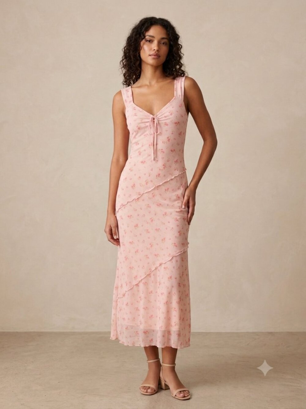2/$89 NWT See You Monday Pink Floral Mesh Midi Dress M